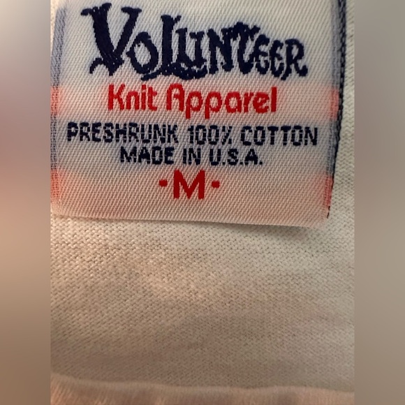 Vintage Volunteer Knit Apparel White Tee with Embroidered Black Floral Design - Picture 6 of 6
